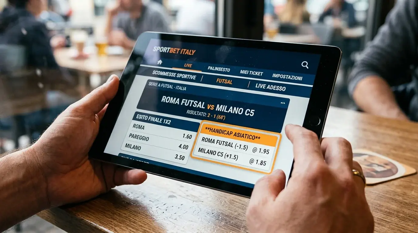 Interfaccia di un sito di scommesse con linee handicap asiatico evidenziate sulla schermata