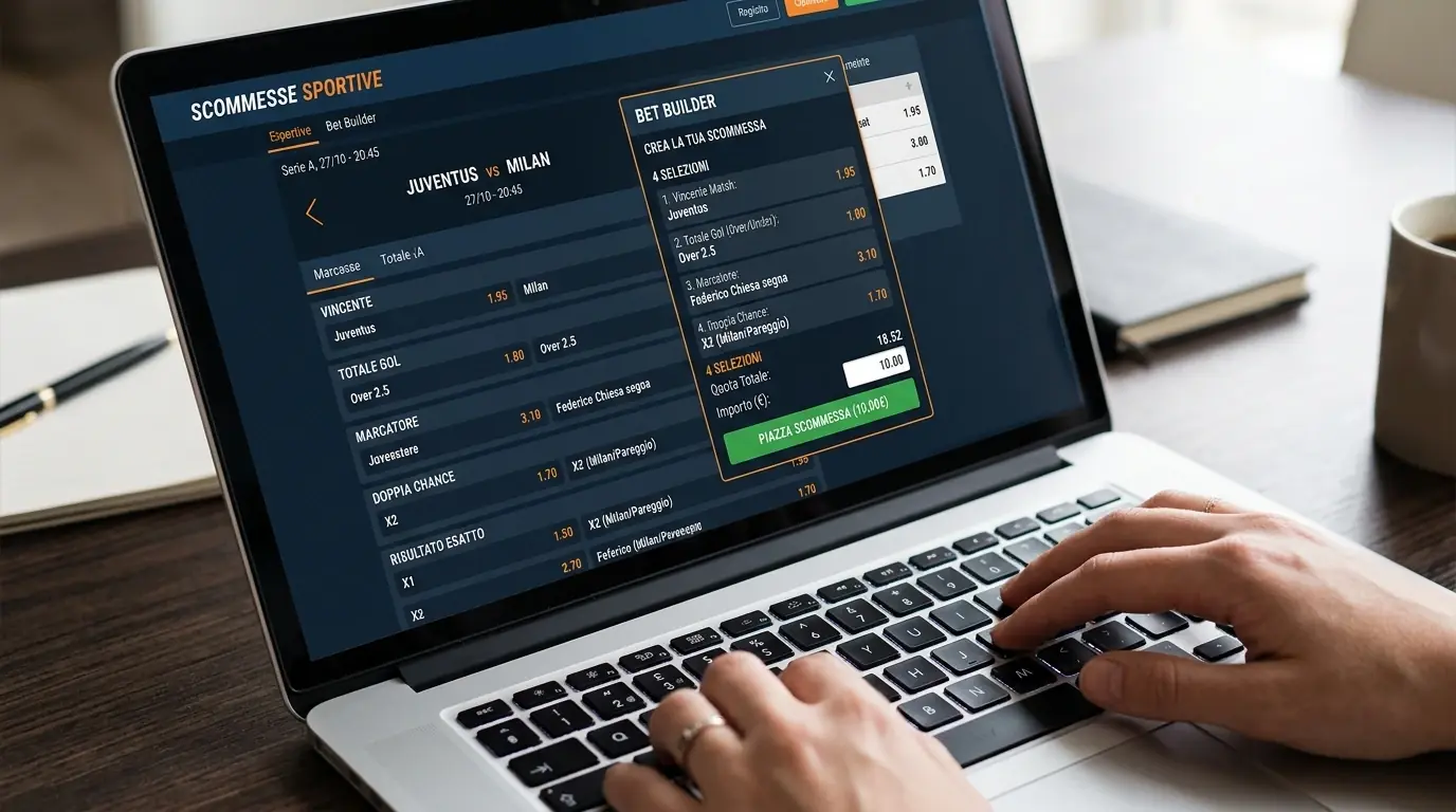 Schermata di un sito di scommesse che mostra mercati combinabili per un bet builder di calcio a 5