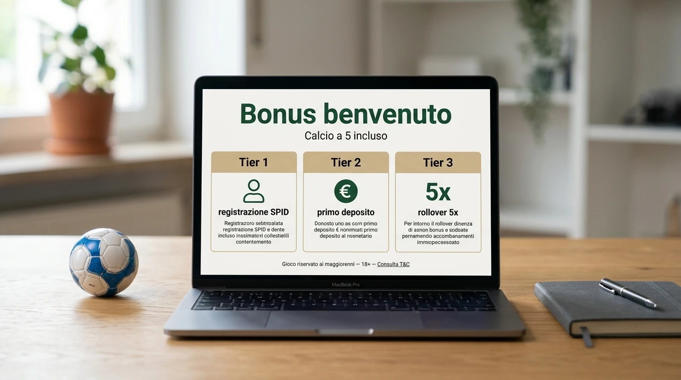 Schermata con termini e condizioni del bonus benvenuto su un sito scommesse italiano