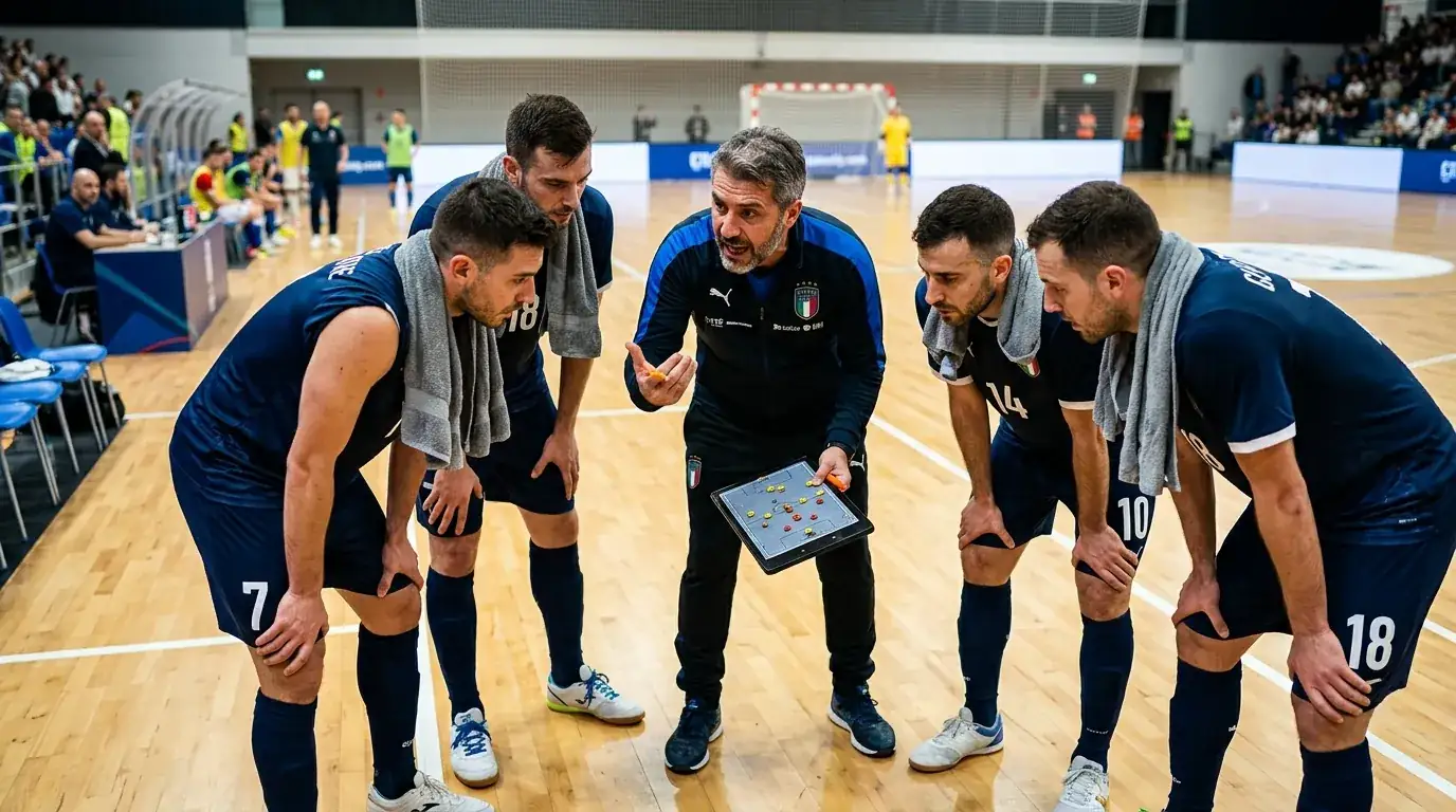Time-out chiamato dall'allenatore durante un match di calcio a 5