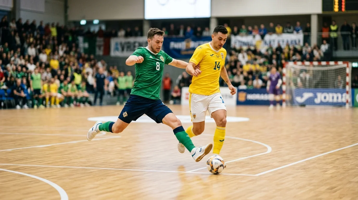 Azione di gioco di un match della Liga spagnola di calcio a 5 sul parquet