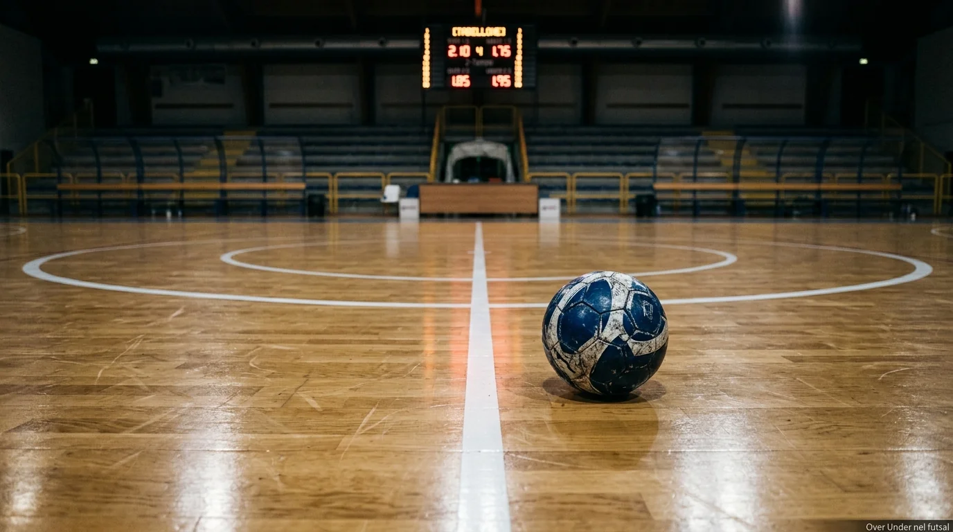 Tabellone digitale di un parquet di calcio a 5 con linee Over Under e quote in evidenza