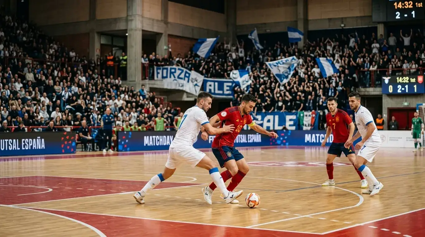 Derby di Liga spagnola di futsal con due big in pressione alta e pubblico numeroso